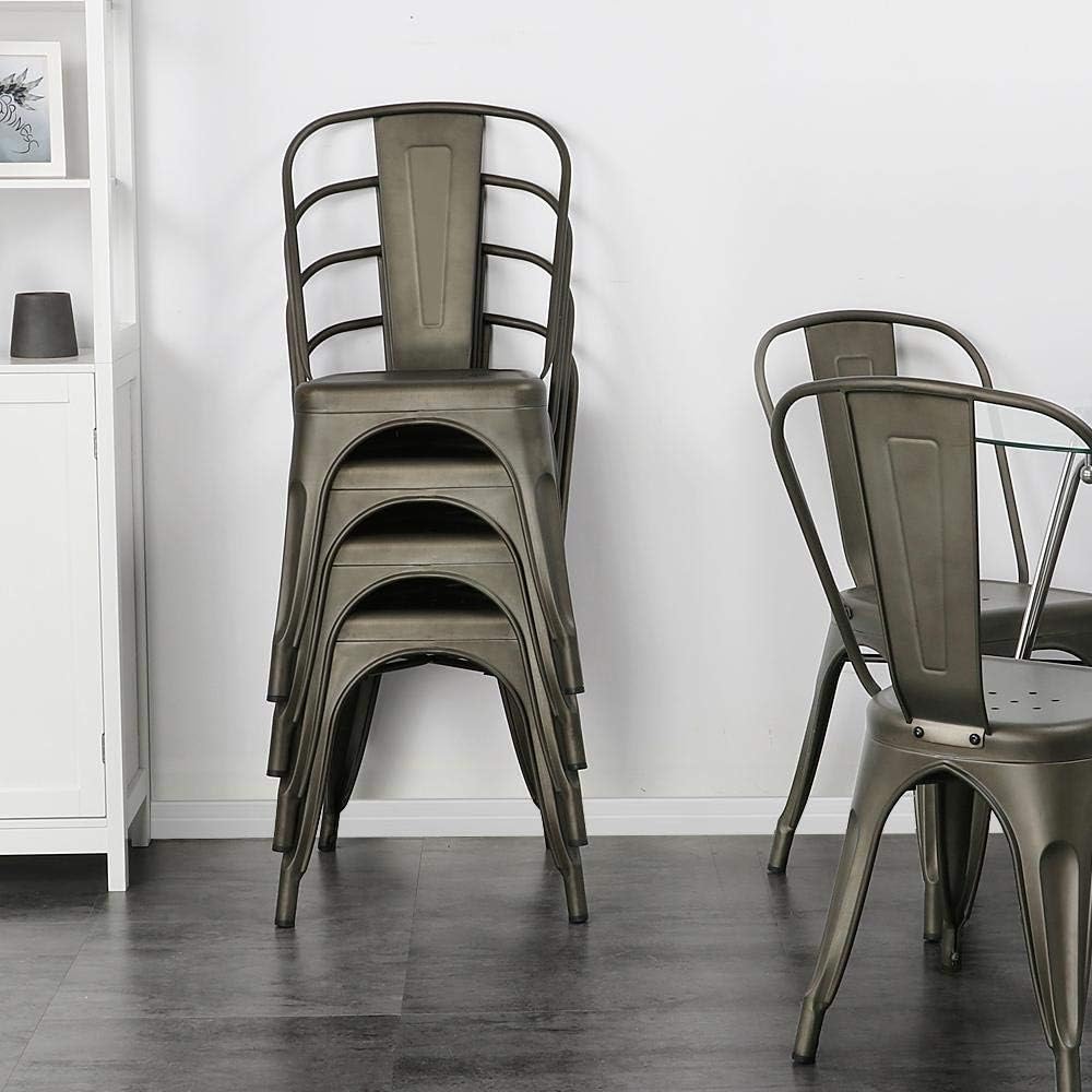 Bristow Armless Chair, Gun Metal Finish, 4 Pack - Ethereal Company