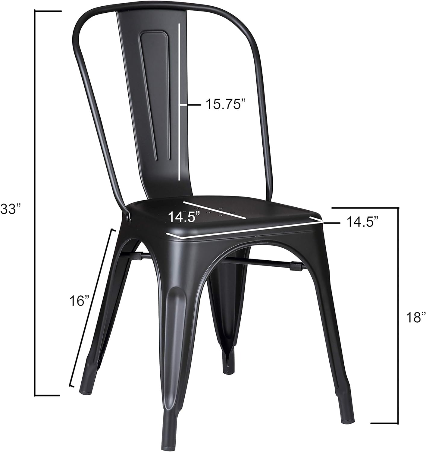 Bristow Armless Chair, Matte Black, 2 Pack - Ethereal Company