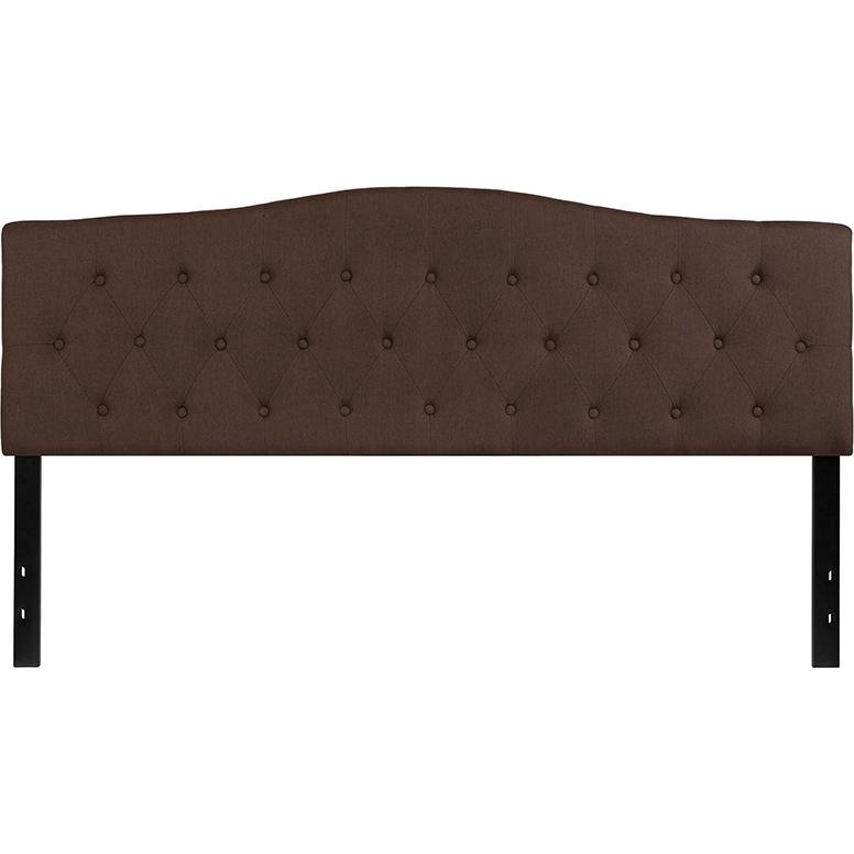 Cambridge Tufted Upholstered King Size Headboard in Dark Brown Fabric - Ethereal Company