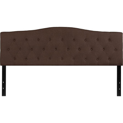 Cambridge Tufted Upholstered King Size Headboard in Dark Brown Fabric - Ethereal Company