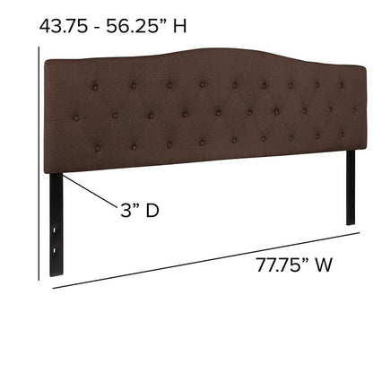 Cambridge Tufted Upholstered King Size Headboard in Dark Brown Fabric - Ethereal Company