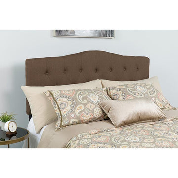Cambridge Tufted Upholstered King Size Headboard in Dark Brown Fabric - Ethereal Company