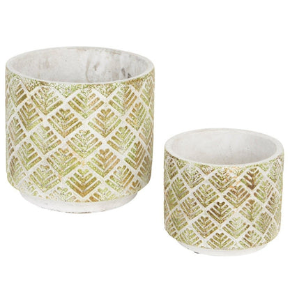 Cement Flower Pot Set - Gold Abstract Design - Ethereal Company