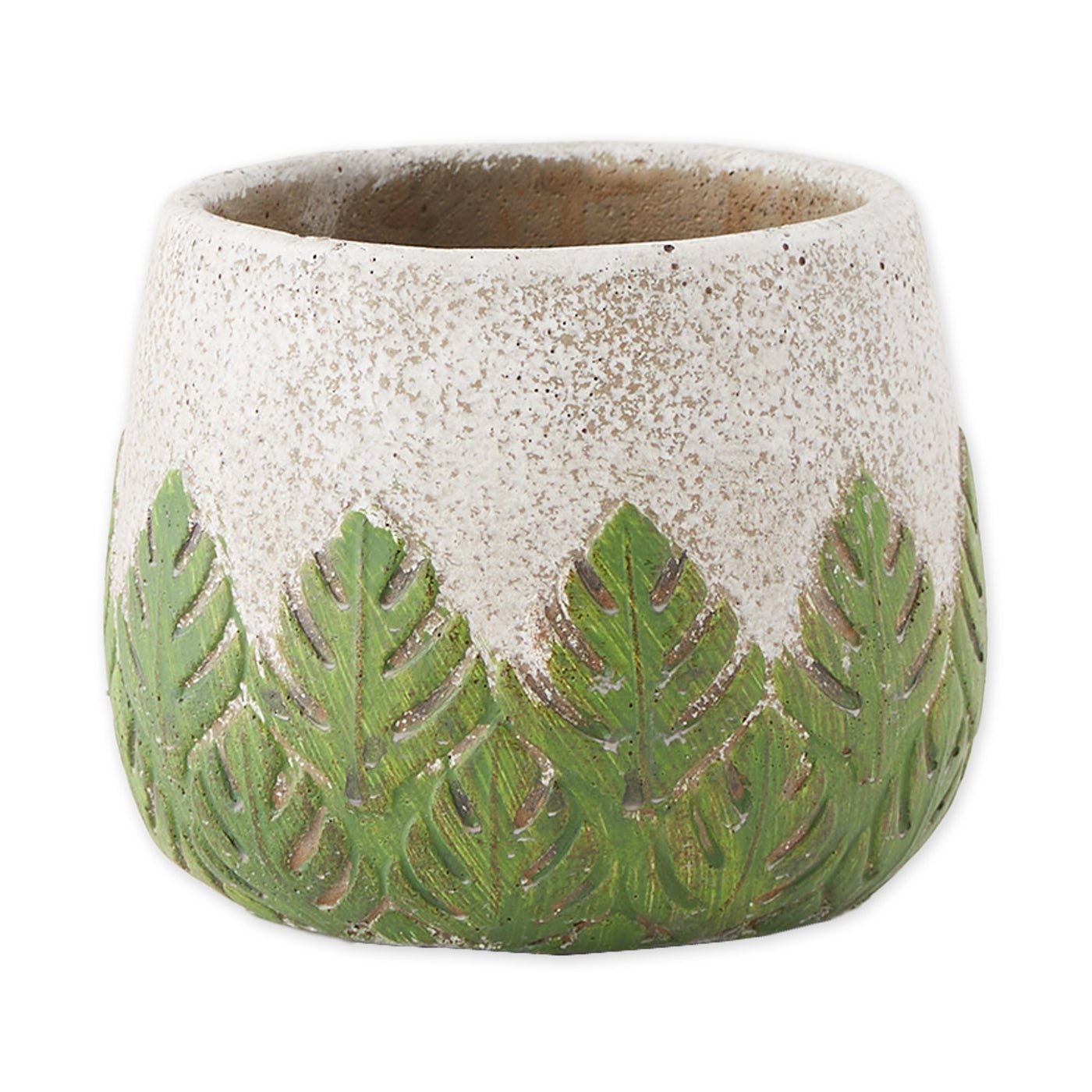 Cement Flower Pot Set - Green Leaves - Ethereal Company