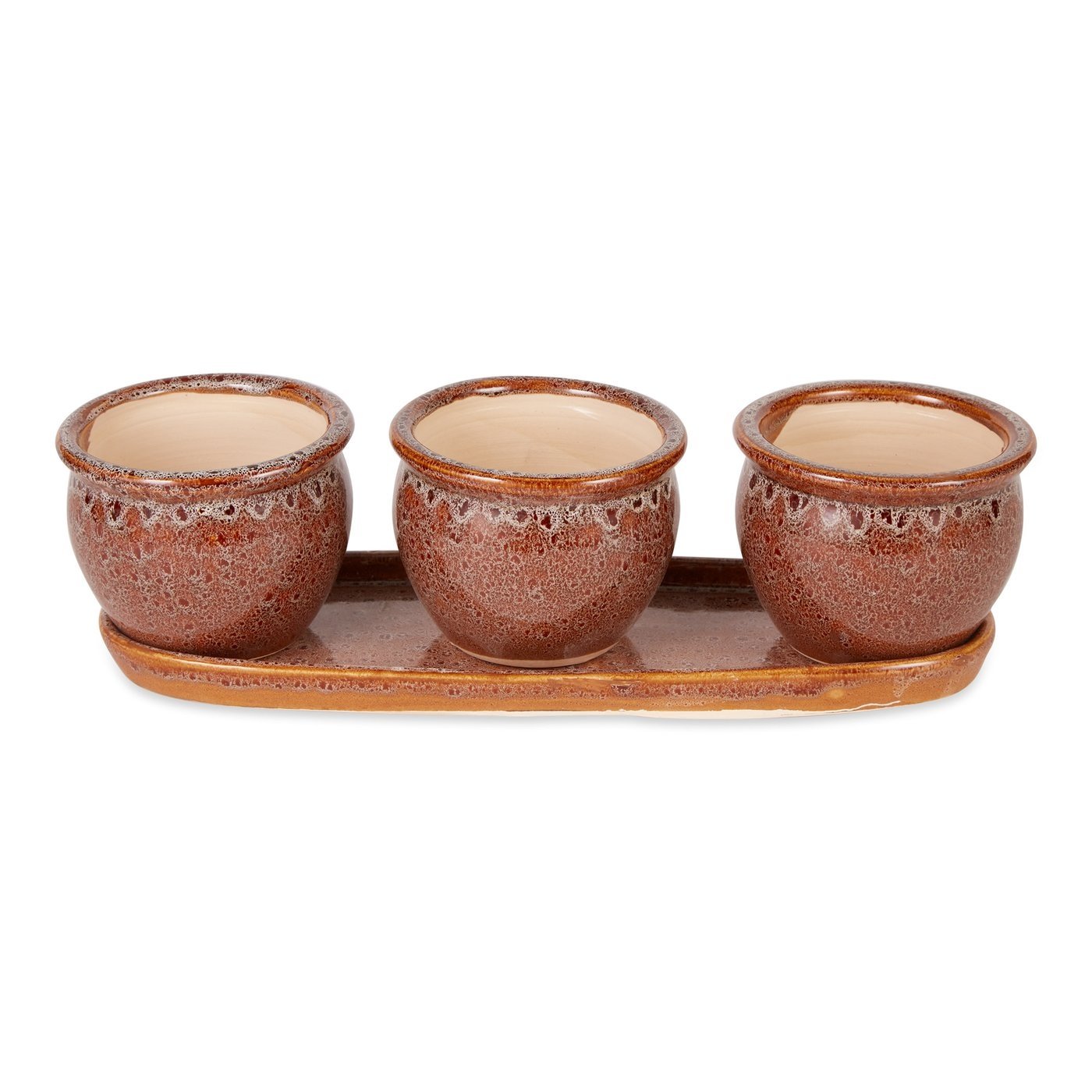 Ceramic Mini Planter Set - Brown Round - Ethereal Company