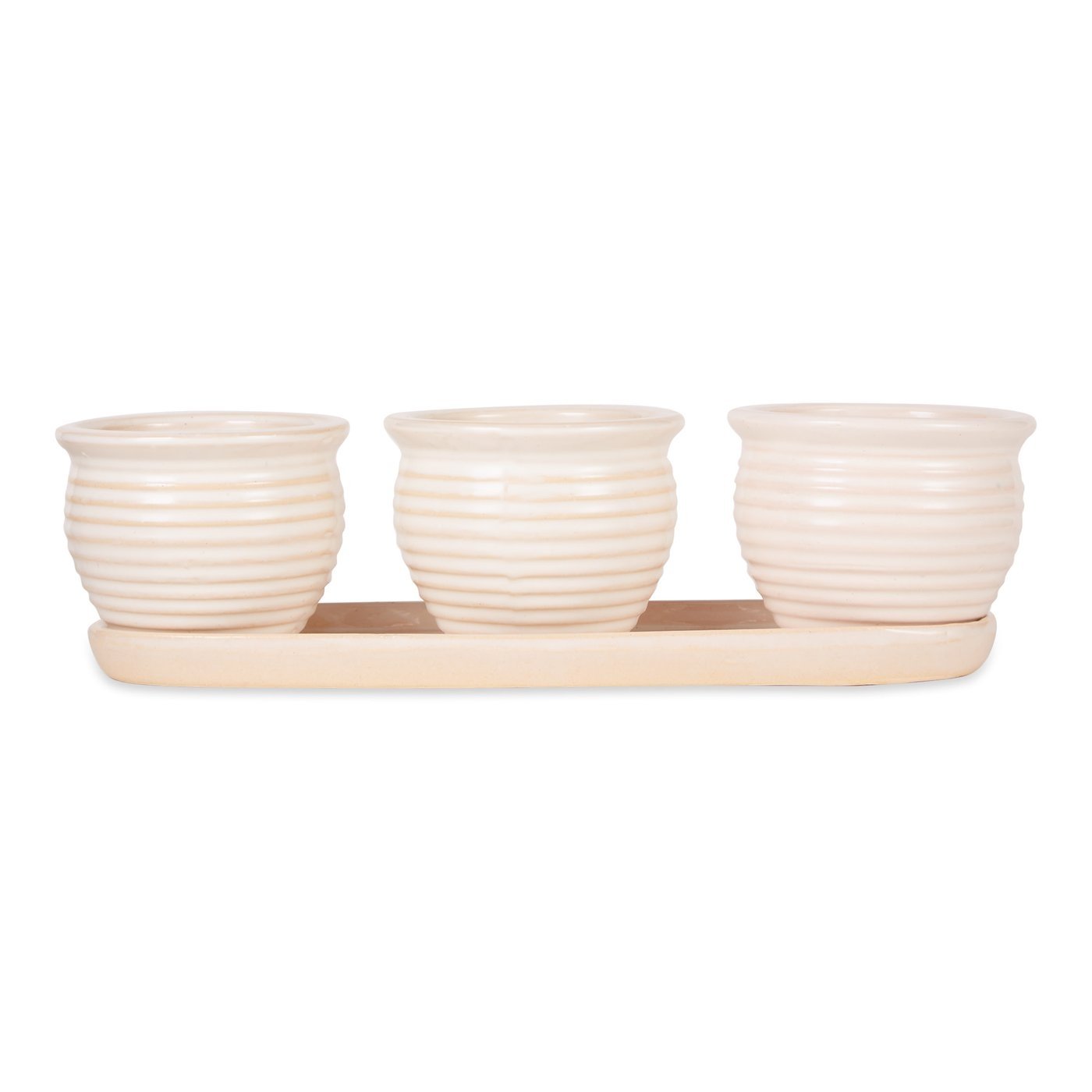 Ceramic Mini Planter Set - Ivory Round - Ethereal Company