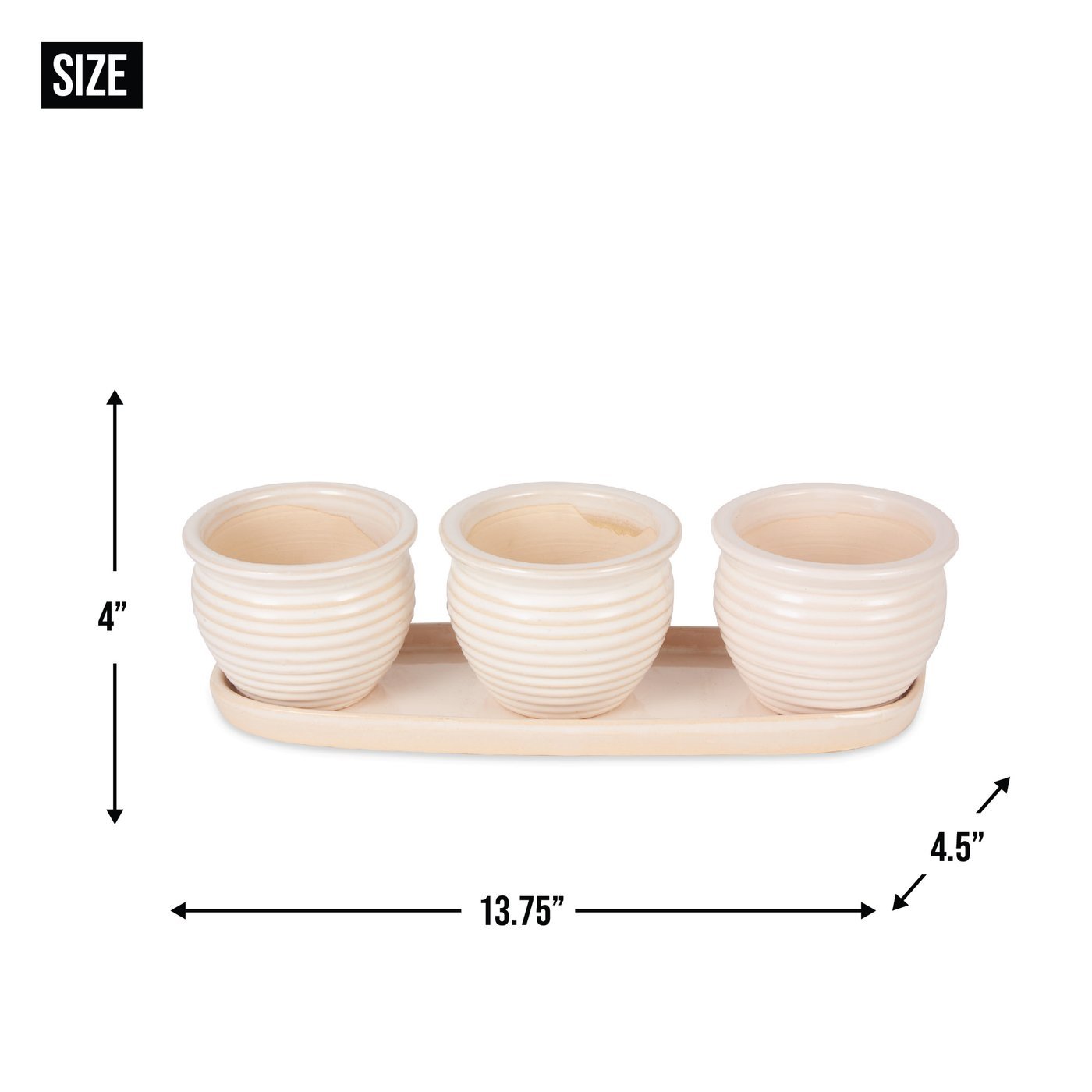 Ceramic Mini Planter Set - Ivory Round - Ethereal Company