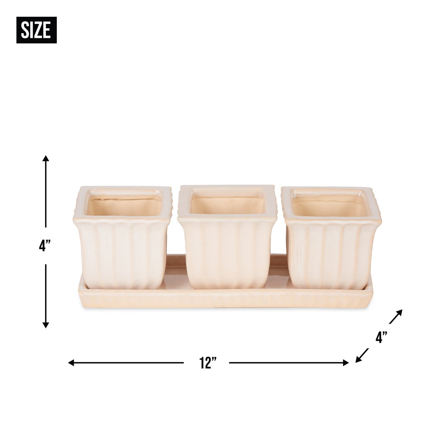 Ceramic Mini Planter Set - Ivory Square - Ethereal Company