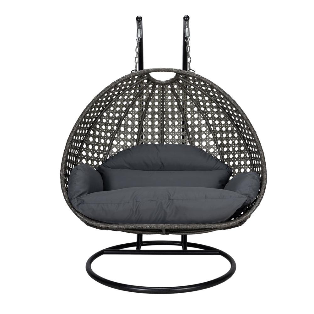 Charcoal Wicker Hanging 2 person Egg Swing Chair - Ethereal Company