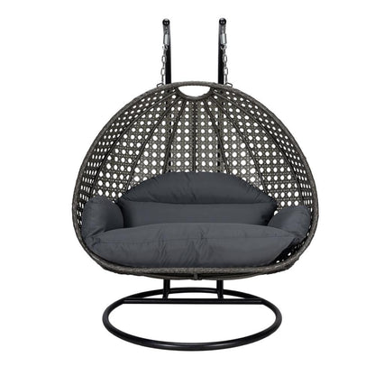 Charcoal Wicker Hanging 2 person Egg Swing Chair - Ethereal Company