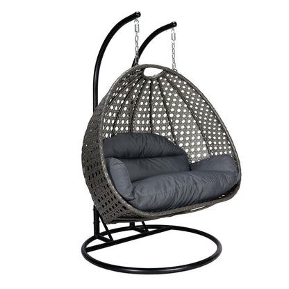 Charcoal Wicker Hanging 2 person Egg Swing Chair - Ethereal Company