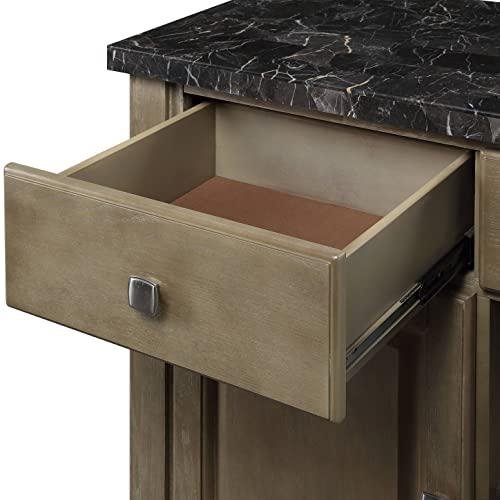 Charnell Server, Marble &amp; Oak Finish - Ethereal Company