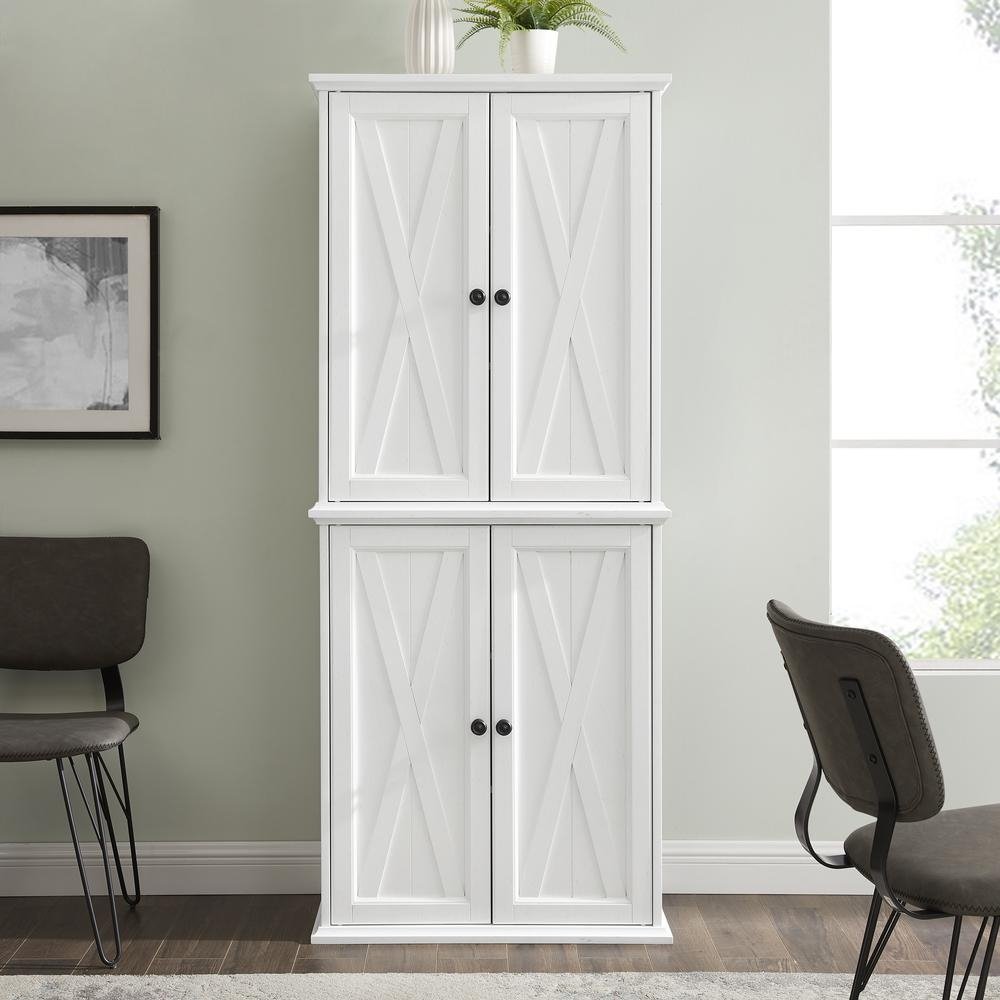 Clifton Tall Pantry Distressed White - 2 Stackable Pantries - Ethereal Company
