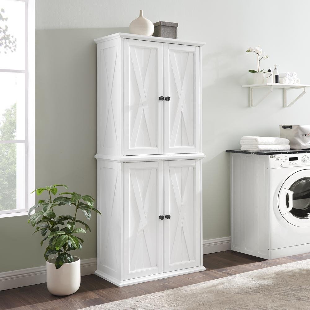 Clifton Tall Pantry Distressed White - 2 Stackable Pantries - Ethereal Company