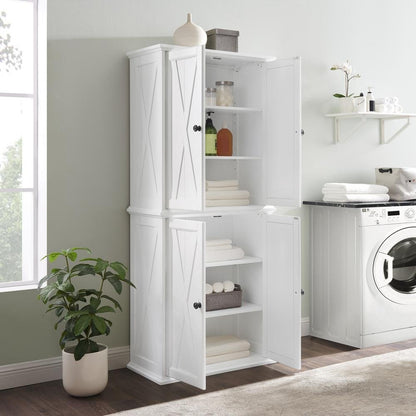 Clifton Tall Pantry Distressed White - 2 Stackable Pantries - Ethereal Company