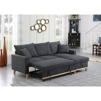 Colton Dark Gray Woven Reversible Sleeper Sectional Sofa with Storage Chaise - Ethereal Company