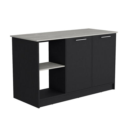 Coral Kitchen Island with Large Countertop-White Top/Black - Ethereal Company