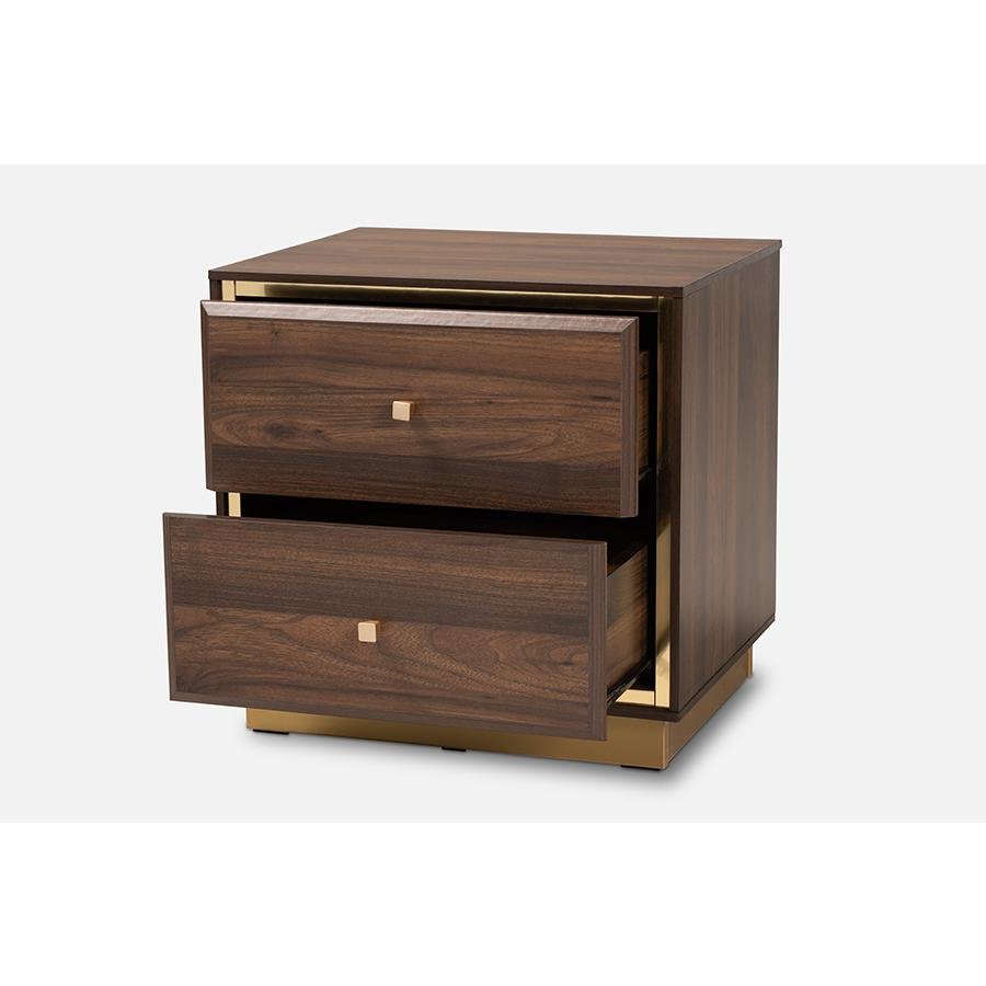 Cormac Nightstand - Walnut/Gold Metal - Ethereal Company