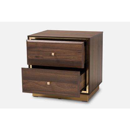 Cormac Nightstand - Walnut/Gold Metal - Ethereal Company