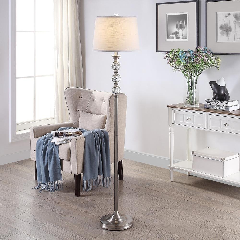 Crestview Collection Harper 62 Inch Metal Floor Lamp with Crystal Details - Ethereal Company