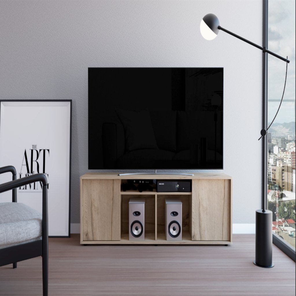 Dallas Tv Stand for TV´s up 55&quot;, Two Cabinets With Single Door, Four Shelves - Ethereal Company