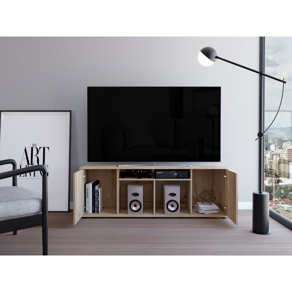 Dallas Tv Stand for TV´s up 55&quot;, Two Cabinets With Single Door, Four Shelves - Ethereal Company