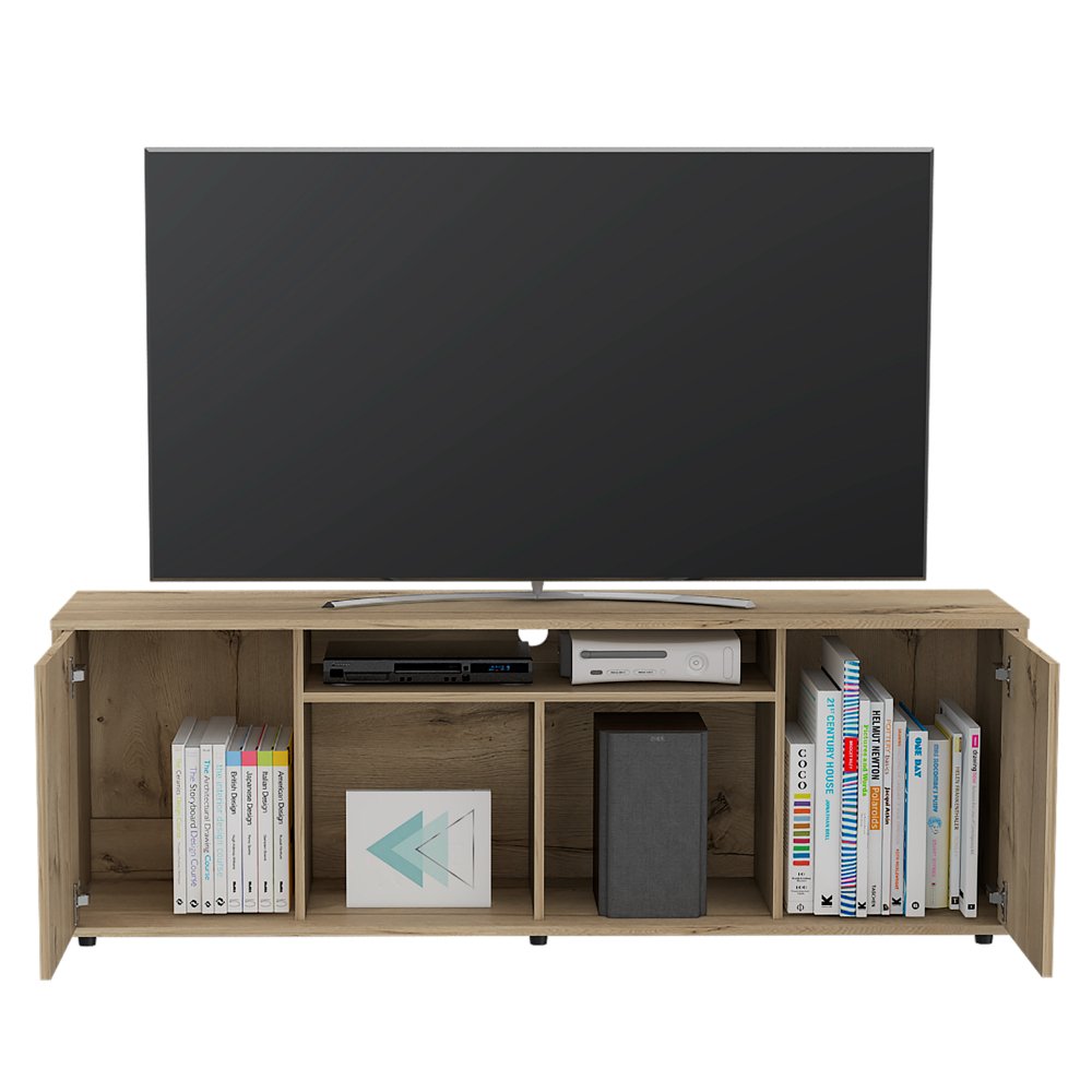 Dallas Tv Stand for TV´s up 55&quot;, Two Cabinets With Single Door, Four Shelves - Ethereal Company