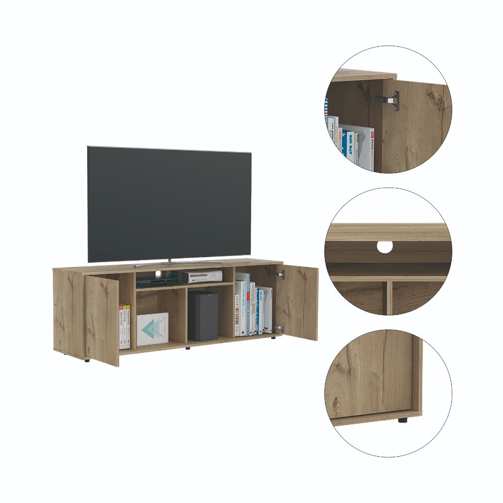 Dallas Tv Stand for TV´s up 55&quot;, Two Cabinets With Single Door, Four Shelves - Ethereal Company