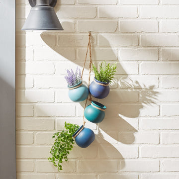 Dangling Pots Decor in Blue Tones - Ethereal Company