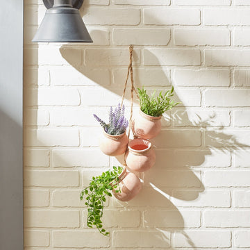 Dangling Pots Decor in Whitewashed Terra Cotta - Ethereal Company