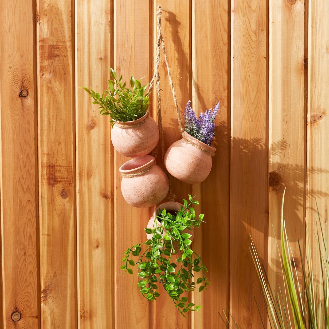 Dangling Pots Decor in Whitewashed Terra Cotta - Ethereal Company