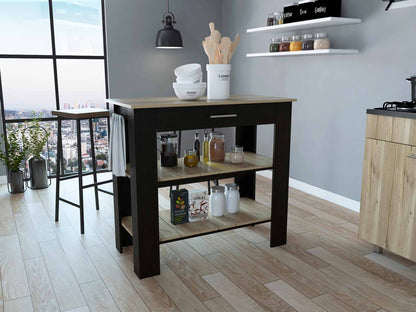 Delos 40 Kitchen Island, Two Shelves, One Drawer, Four Legs - Ethereal Company