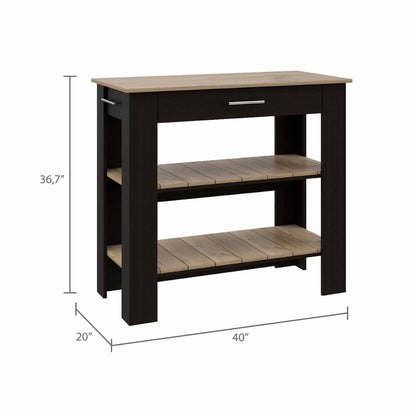 Delos 40 Kitchen Island, Two Shelves, One Drawer, Four Legs - Ethereal Company