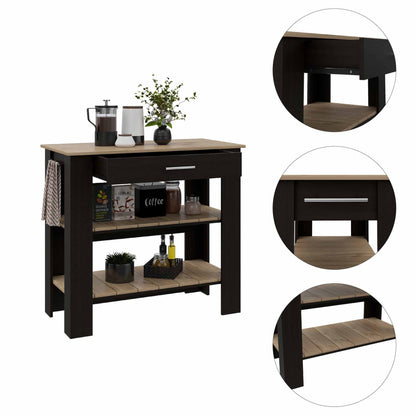 Delos 40 Kitchen Island, Two Shelves, One Drawer, Four Legs - Ethereal Company