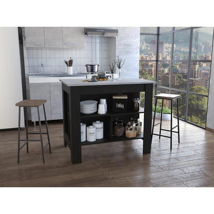 Delos Kitchen Island - Black/Ibiza Marble - Ethereal Company