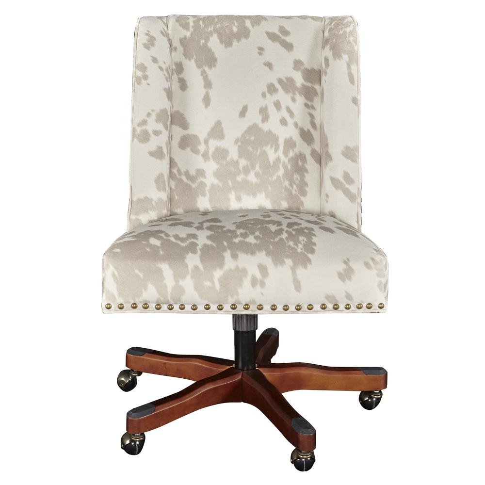 Draper Linen Office Chair - Light Cow Print - Ethereal Company