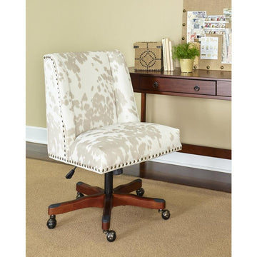 Draper Linen Office Chair - Light Cow Print - Ethereal Company