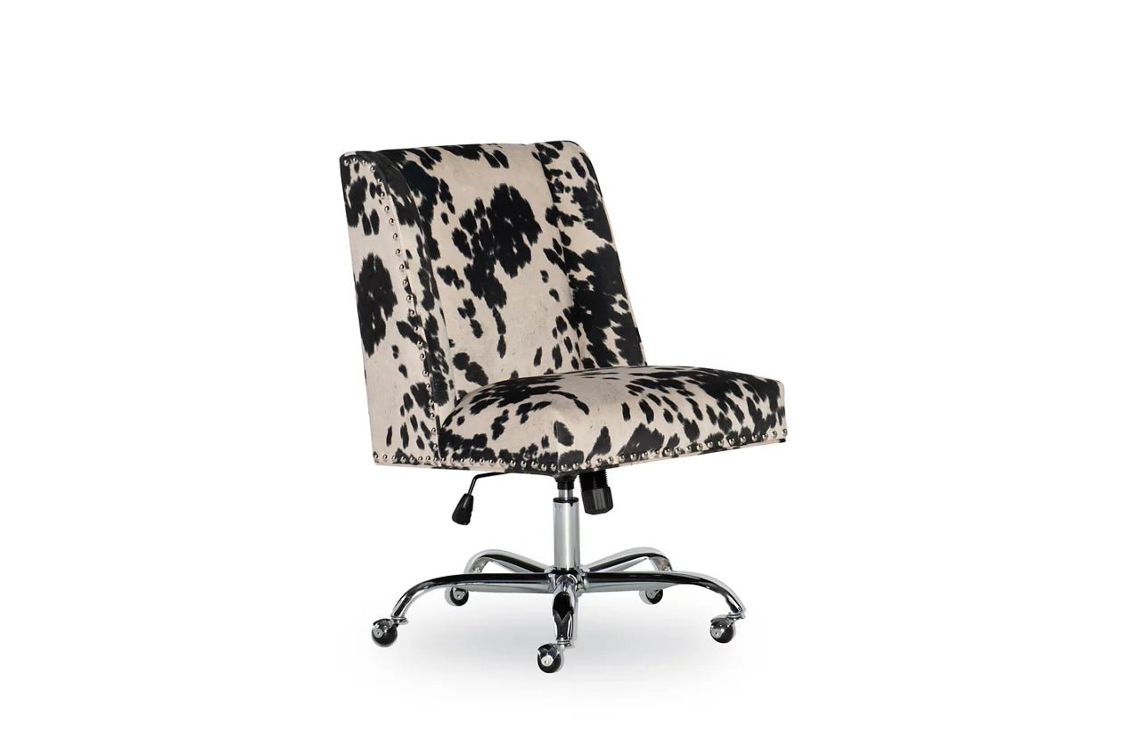 Draper Office Chair - Black And White Cow Print - Ethereal Company