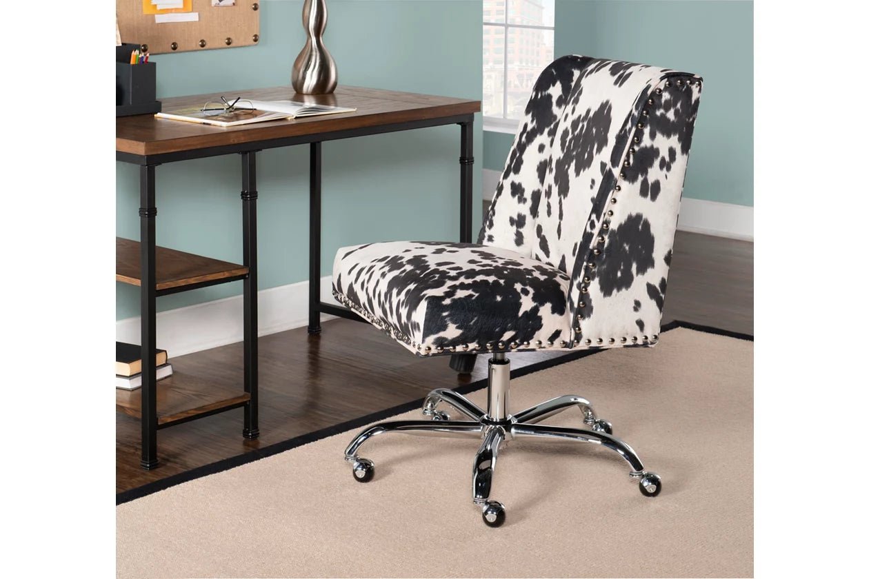 Draper Office Chair - Black And White Cow Print - Ethereal Company