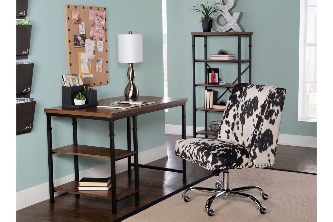 Draper Office Chair - Black And White Cow Print - Ethereal Company