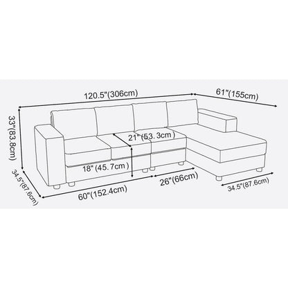 Dunlin Light Gray Linen Reversible Modular Sectional Sofa Chaise - Ethereal Company