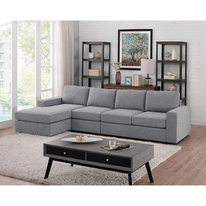 Dunlin Light Gray Linen Reversible Modular Sectional Sofa Chaise - Ethereal Company