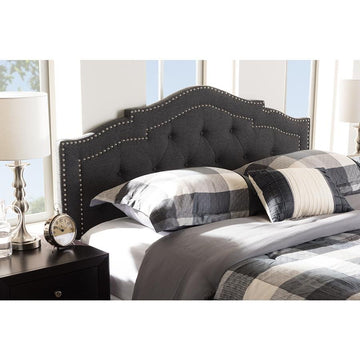 Edith Modern and Contemporary Dark Grey Fabric Queen Size Headboard - Ethereal Company