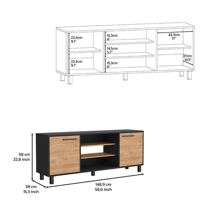 Egeo Tv Stand for TV´s up 60&quot;, Two Cabinets, Three Shelves, Five Legs, Four Shelves - Ethereal Company