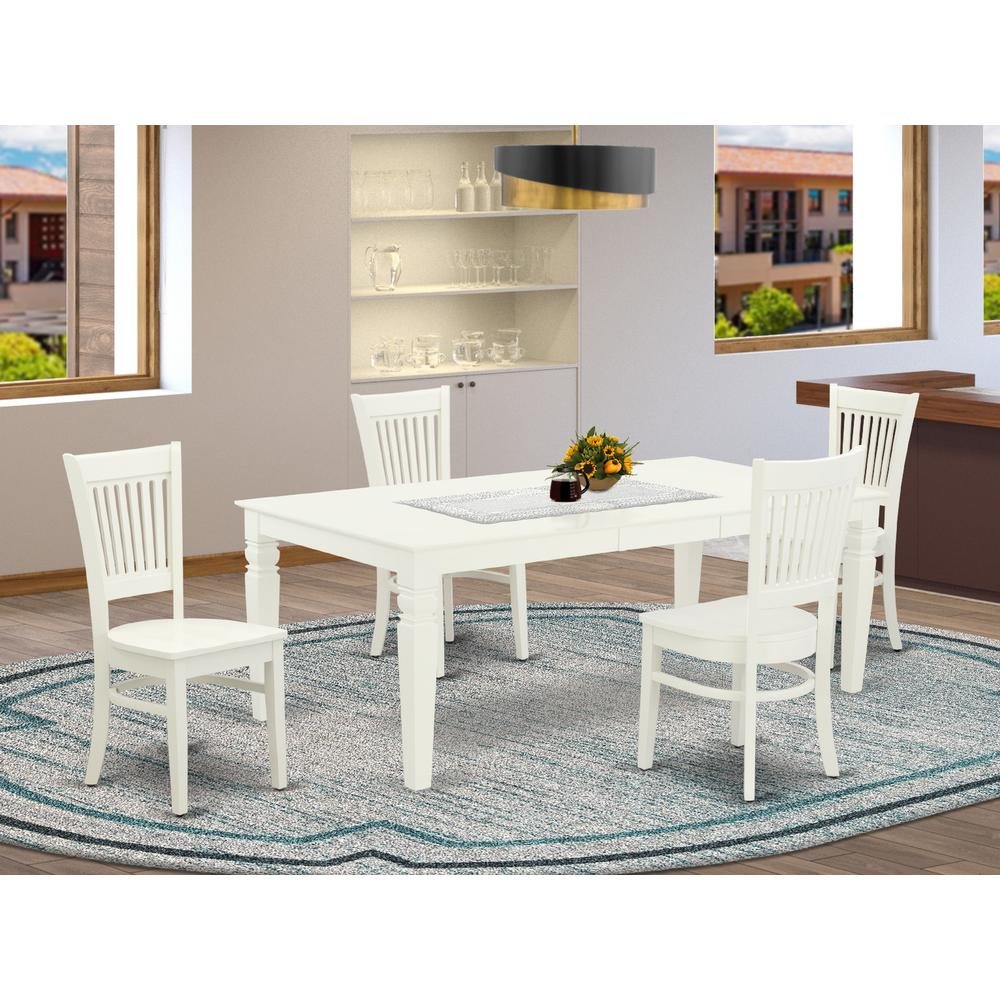 Evelyn Dining Table/ 4 Dining Chairs- White/ White Wood - Ethereal Company