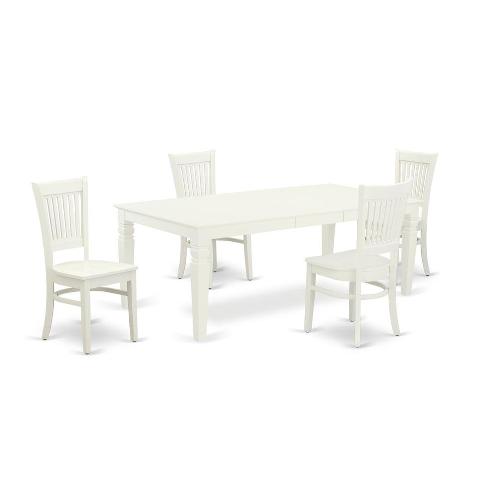 Evelyn Dining Table/ 4 Dining Chairs- White/ White Wood - Ethereal Company