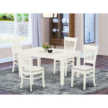 Evelyn Dining Table/ 4 Dining Chairs - White/White Padded - Ethereal Company
