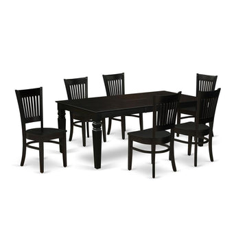 Evelyn Dining Table/ 6 Dining Chairs - Black/Black - Ethereal Company