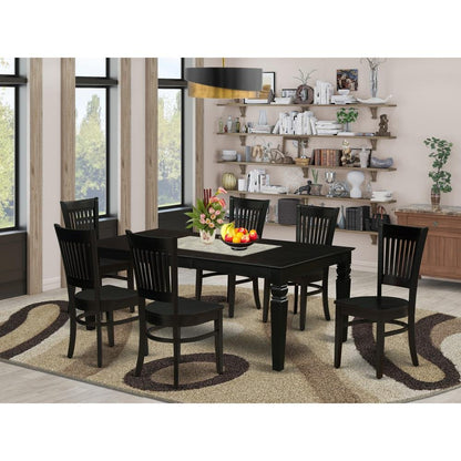Evelyn Dining Table/ 6 Dining Chairs - Black/Black - Ethereal Company