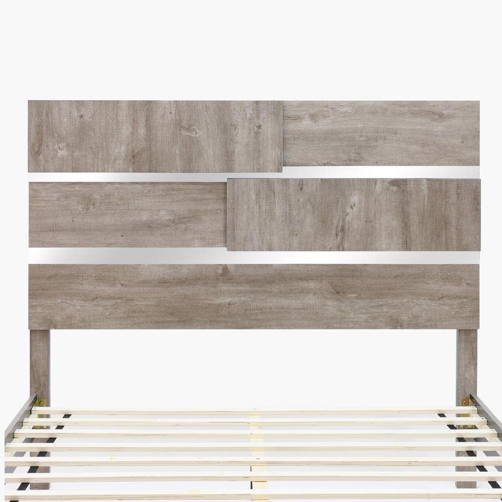 Farmhouse Panel Queen Platform Bed Headboard and Footboard Set with Lights - Ethereal Company